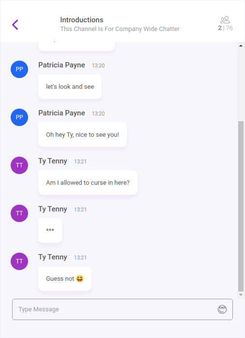 Filter Profanity in Messages · Team Chat Powered by PubNub